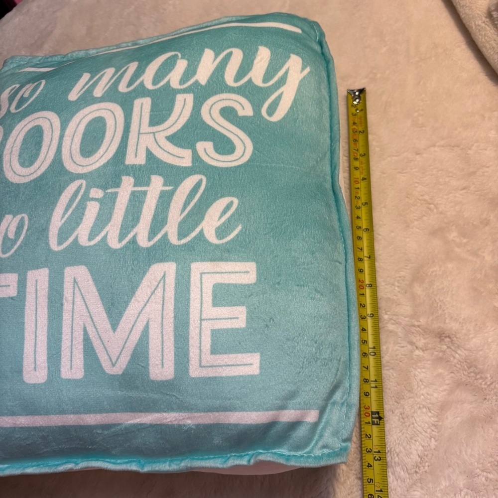 Throw Pillow Cozy Light Blue White Text So Many Books Reading Accent Pillow - Picture 8 of 9